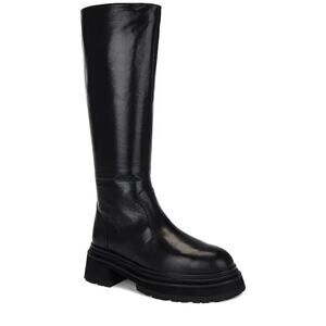 Tony Bianco Hitch Leather Pull On Chunky Heel Knee High Boots Black Venice 8